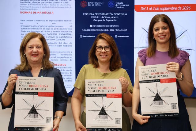 San Pedro del Pinatar acogerá en septiembre la XIII edición del Taller sobre Biomedicina y Calidad de Vida de la UMU