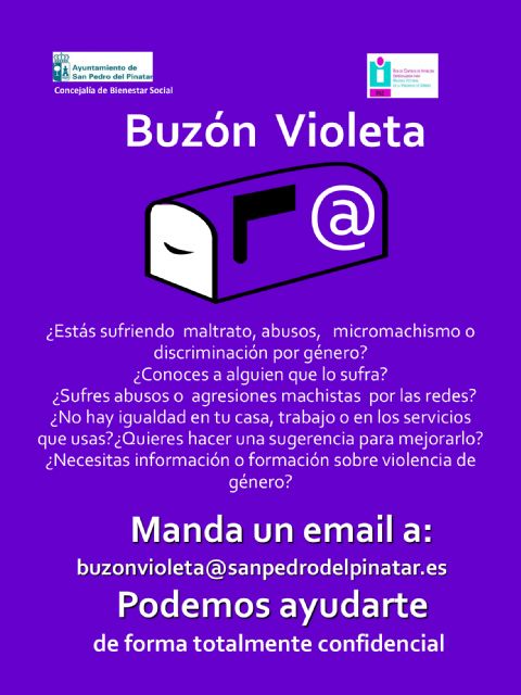 El Ayuntamiento de San Pedro del Pinatar a través del PAE crea 'El Buzón Violeta'