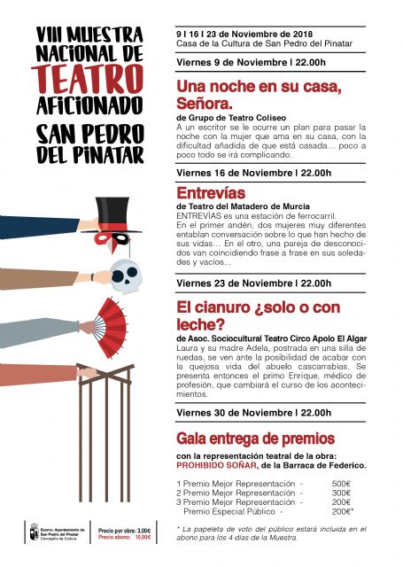 La VIII Muestra de Teatro Aficionado de San Pedro del Pinatar apuesta por los grupos amateur