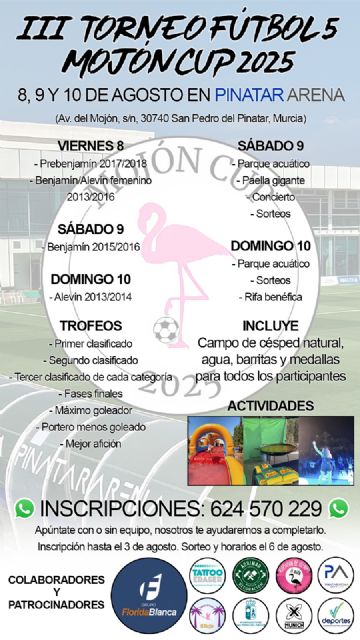 El III Torneo de Fútbol 5 “Mojón Cup 2025” se disputará durante tres jornadas en Pinatar Arena