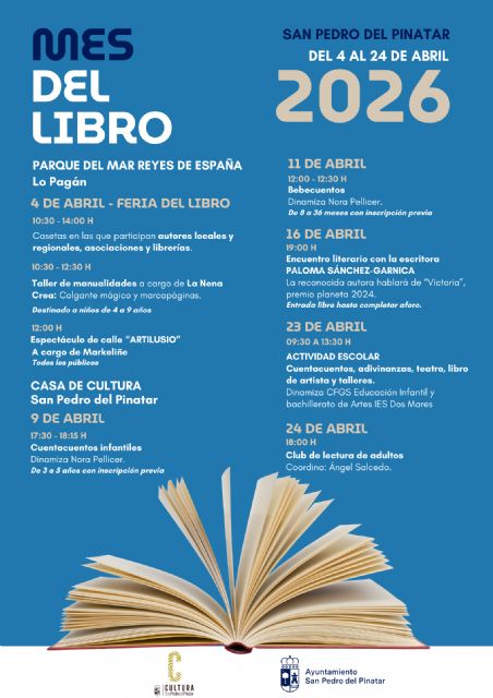 San Pedro del Pinatar celebra el mes del libro con una feria, actividades y encuentros literarios