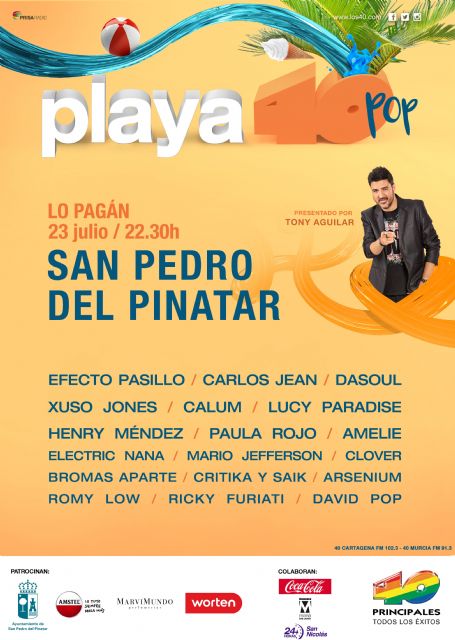 Playa 40 Pop vuelve mañana a San Pedro del Pinatar con 18 artistas
