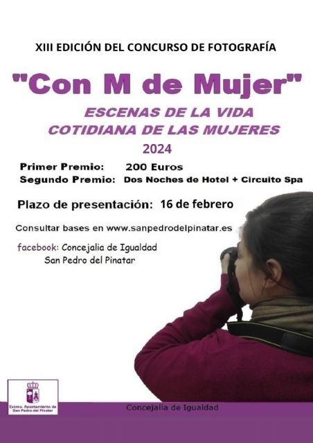 El Ayuntamiento de San Pedro del Pinatar convoca una nueva edición del concurso fotográfico 'Con M de mujer'