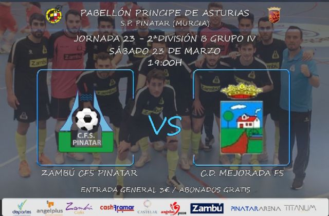 Zambú CFS Pinatar busca una nueva victoria en casa frente a CD Mejorada FS