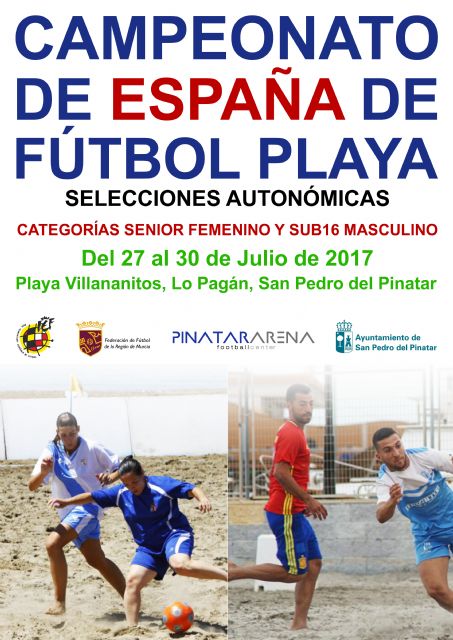San Pedro del Pinatar acoge el campeonato de España de Fútbol Playa de Selecciones Territoriales en categorías Femenina y Cadete masculino