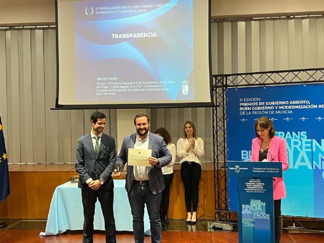 San Pedro del Pinatar consigue dos galardones en la tercera edición de los Premios regional de Gobierno Abierto